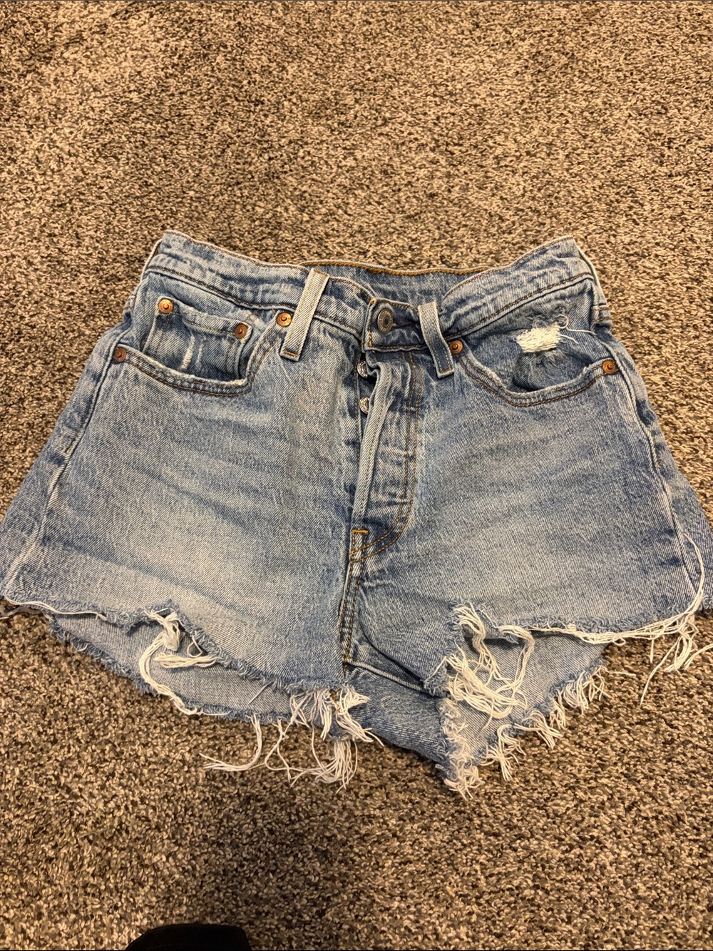 Levi’s Premium 501 High Rise Cutoff Denim Shorts Distressed Size 26